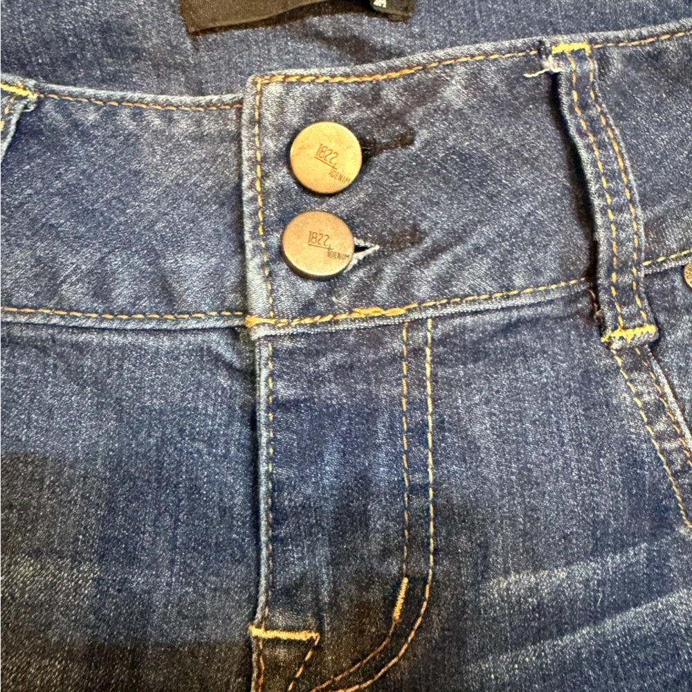 1822 Denim Blue Stretch Jeans Mid Rise Skinny Slim Leg Size 10P - Picture 2 of 12
